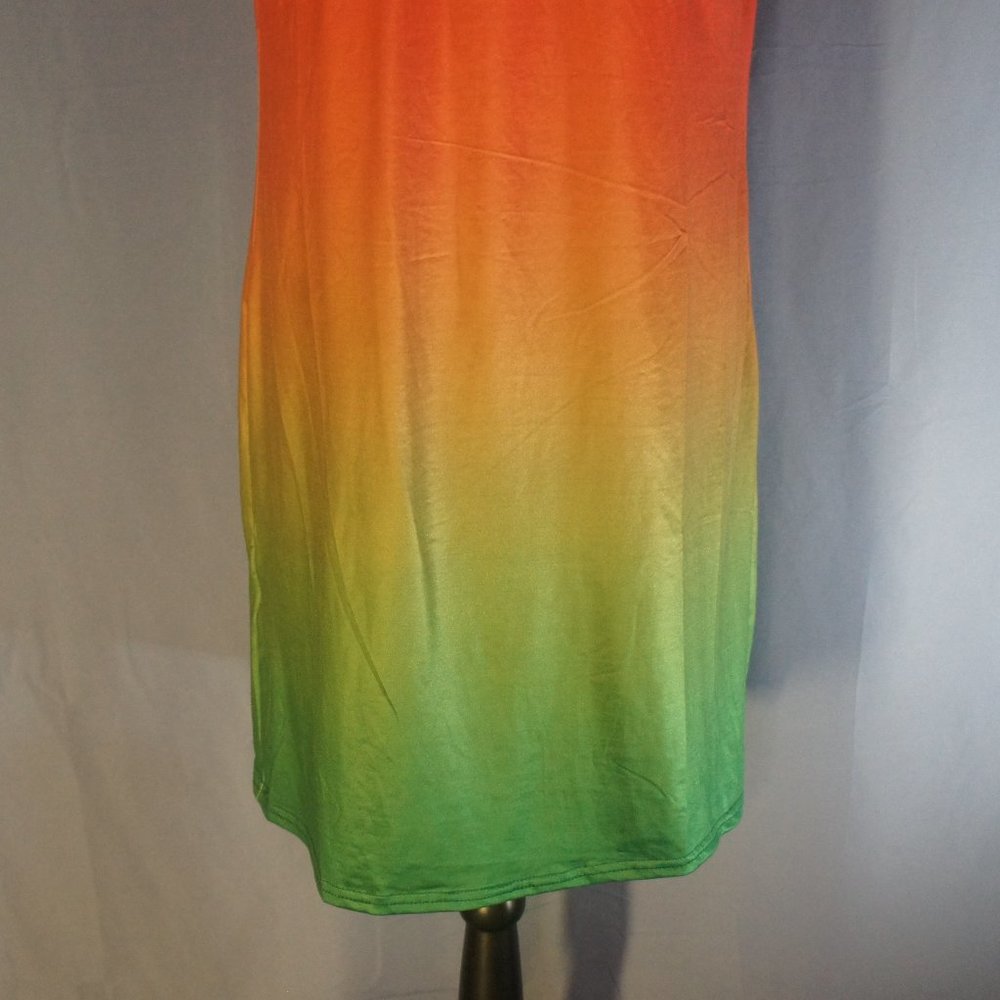 Misslook Ombre Midi Dress Orange to Green - Picture 2 of 8